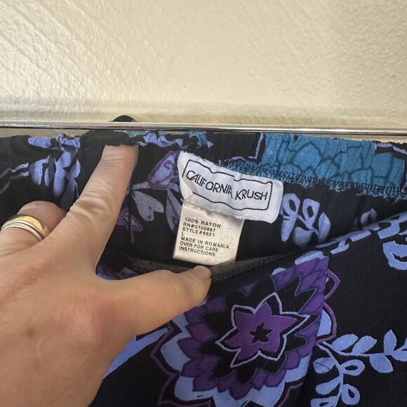 California Krush Womens Skirt Set Button Up Blouse Rayon Large Vtg 90s Black - Picture 2 of 8